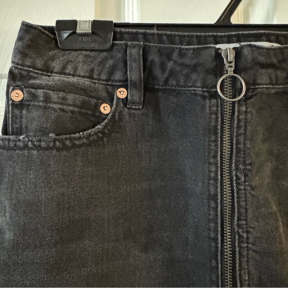 We the Free Black Cotton Denim Frayed Hem Mini Goth Whimsical Skirt Fringed 28 - Picture 4 of 10